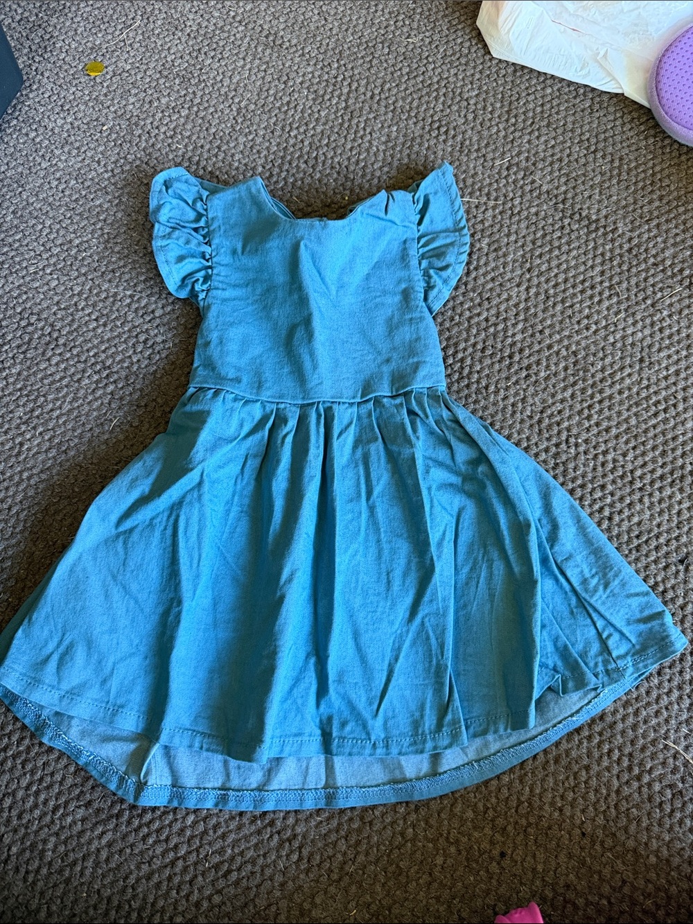 Little Girls' Teal Short-Sleeve Twirl Dress